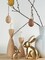 Golden Bunny Figurines, Wooden Bunny Decor, Small Easter Rabbit Statue Set of 2, Vintage Easter Decorations, Bunny Decorations for Home, Spring Decor, Gift